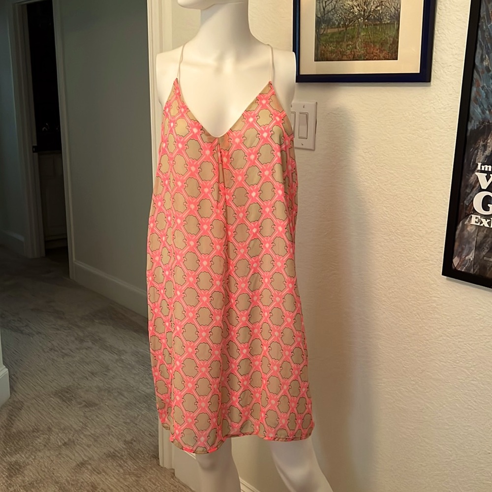 Neon Barbielicious pink mini racer back short dress